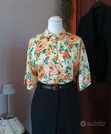 Camicia con papaveri viscosa giallo Zara - Tg. S