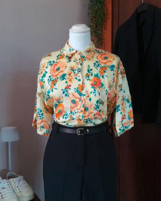 Camicia con papaveri viscosa giallo Zara - Tg. S