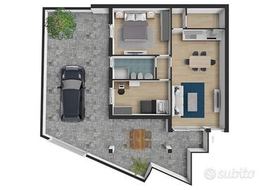 Nuovo trivano con ingresso indipendente e cortile