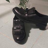 Mocassino vero cuoio con frange made in Italy 