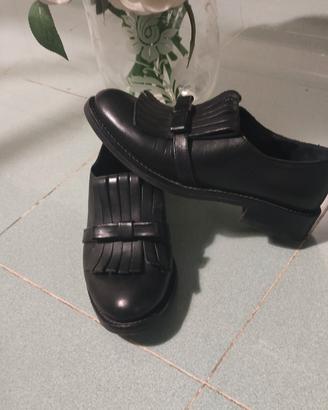 Mocassino vero cuoio con frange made in Italy 