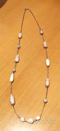 Collana lunga con Agata bianca e Argento 925 