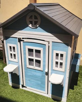 Casetta bambini in Legno di Abete Blu Outsunny