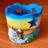 Candela in resina paesaggio marino