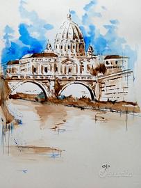 ACQUERELLO ORIGINALE 20X30 " San Pietro"