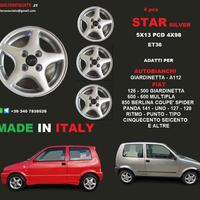 CERCHI STAR SILVER 5X13 et36 4x98 Autobianchi FIAT