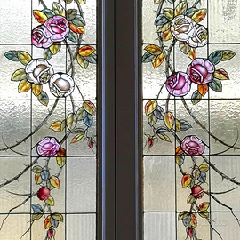 Vetrate artistiche porta finestra muro sopraluce