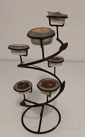 Portacandele artigianale in ferro battuto