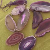 Set di 9 fette di agata viola – decorative