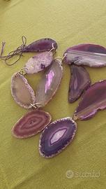 Set di 9 fette di agata viola – decorative