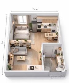 Open Space 37mq con BALCONE