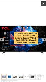 TclSmart TV 55 Pollici 4K Ultra HD Display LED Si