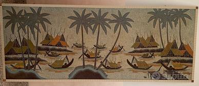 BATIK - QUADRO TELA ORIGINALE ORIENTALE 240x95 cm