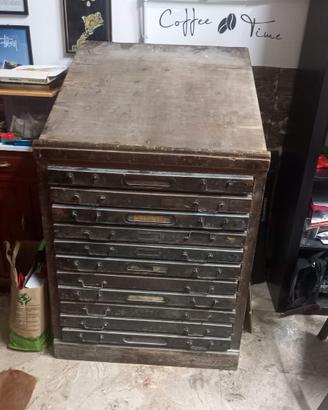 scrittoio/cassettiera da tipografia vintage