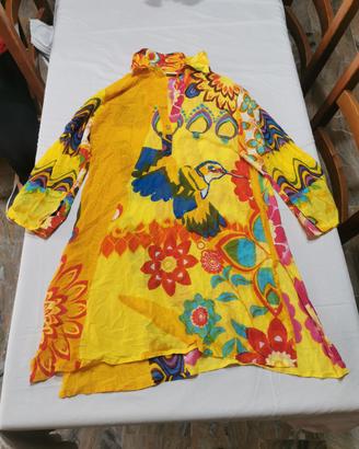 Abito kaftan corto giallo Taglia unica
