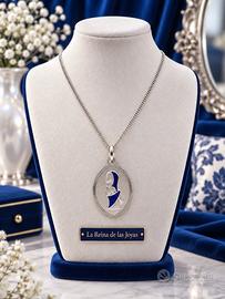 Collana grumetta ciondolo argento 800 vintage