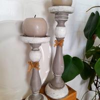 2 candelabri in legno shabby