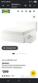 letto matrimoniale brimnes contenitore e testiera