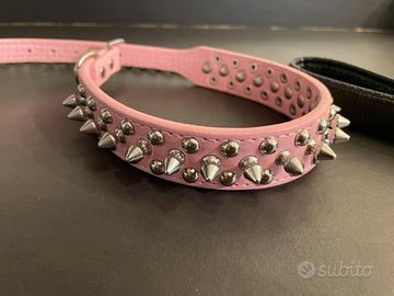 Collare borchie e guinzaglio con catena