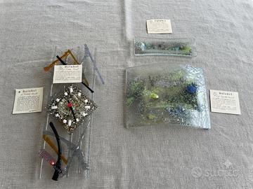 Set arredamento in vetro artistico fuso,mai usati