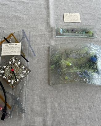 Set arredamento in vetro artistico fuso,mai usati