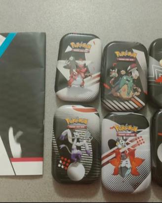 mini tin vuote e poster carte Pokemon 