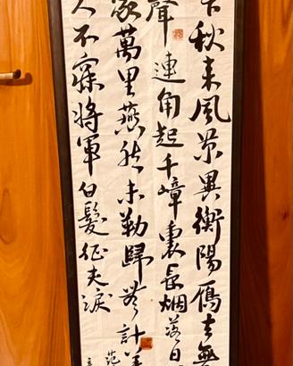 Opera Calligrafica  Cinese Originale Incorniciata