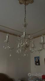 Lampadario vintage con cristalli a pendolo