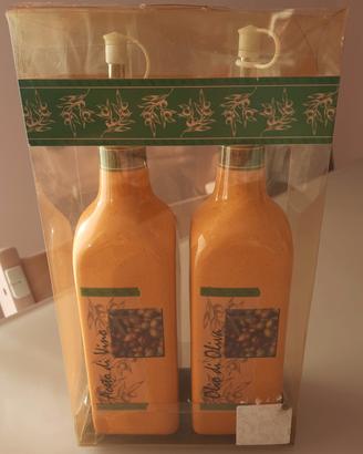 Set bottiglie olio e aceto in ceramica NUOVO
