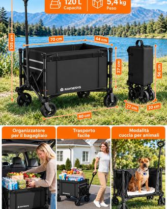 Carrello Pieghevole Raynesys 3-in-1 Nuovo 120L
