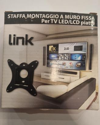 Staffa montaggio a muro fissa per TV LED.