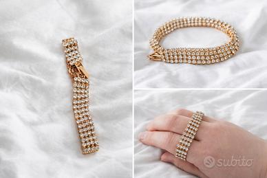 braccialetto con brillantini bianchi come diamanti