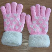 Guanti bambina rosa e bianchi 8-10 anni
