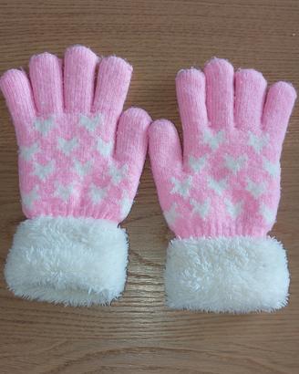 Guanti bambina rosa e bianchi 8-10 anni