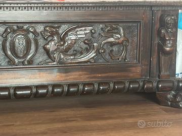 Cassapanca /Ottocento stile rinascimentale legno
