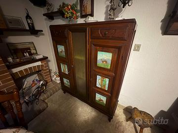 Credenza Vetrina Rustica in Legno Massello