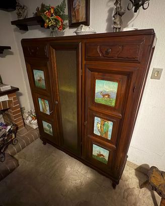 Credenza Vetrina Rustica in Legno Massello