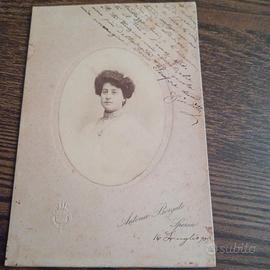 Antica foto ritratto femminile con dedica (1905)
