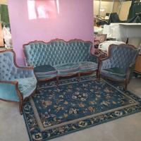 Divano  3 posti + 2 poltrone velluto 