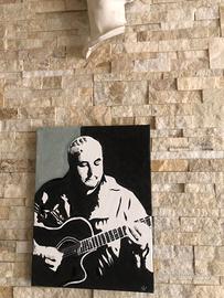 QIADRO DIPINTO SU TELA '' PINO DANIELE '' FIRMATO