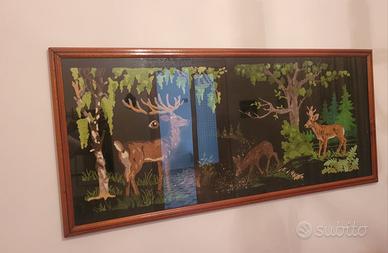 Quadro arazzo anni 60 con cornice in legno