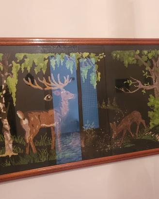 Quadro arazzo anni 60 con cornice in legno