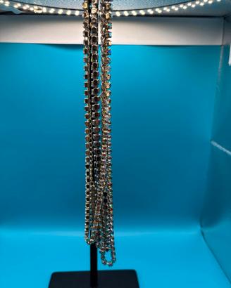 Lotto 2 collane lunghe strass multicolore (100 cm)
