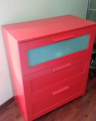 CASSETTIERA ROSSA A 3 CASSETTI BRIMNES IKEA