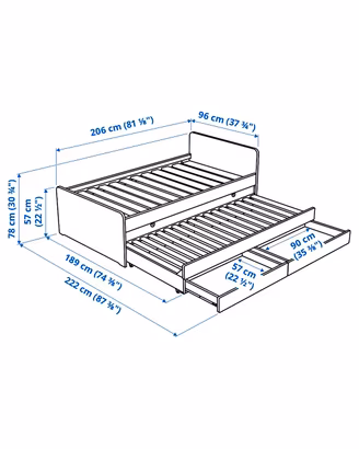 Letto IKEA SLÄKT con Letto Estraibile e Cassetti 