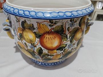 ceramica di castelli portavaso decoro frutta 