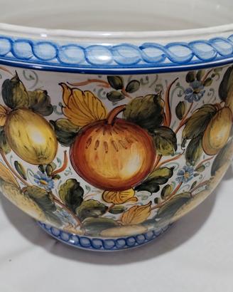 ceramica di castelli portavaso decoro frutta 