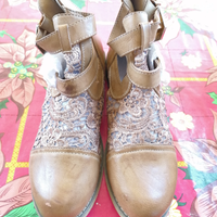 38 scarpe donna SILVIA SIKEL pelle pizzo macramè