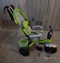 Triciclo Con Maniglione E Cappottina Verde