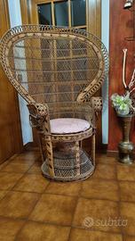 Poltrona Pavone in vimini e Rattan intrecciato